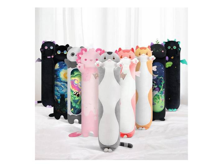 LuxusKollektion Kuscheltier Plüschtier Katzen Plüschkissen Kuschelkissen Geschenk Grau 110 CM