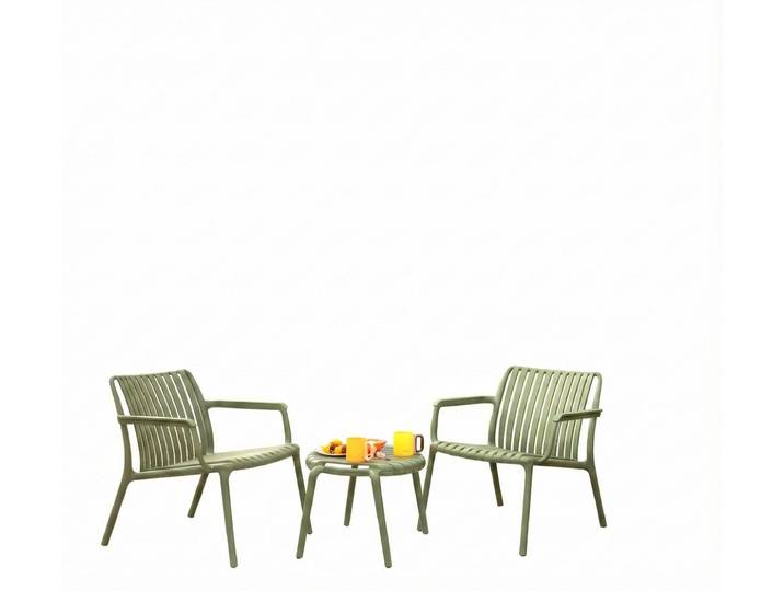 Table basse de jardin - Joysxee - résine polypropylène recyclé taupe - ronde Ø50 cm - table d'appoint et repose-pieds