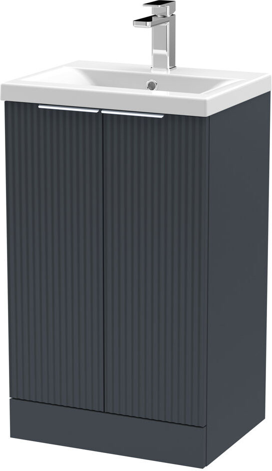 Nuie Fluted 510mm Single Bathroom Vanity with Vitreous China Basin Satin Anthracite 510mm W