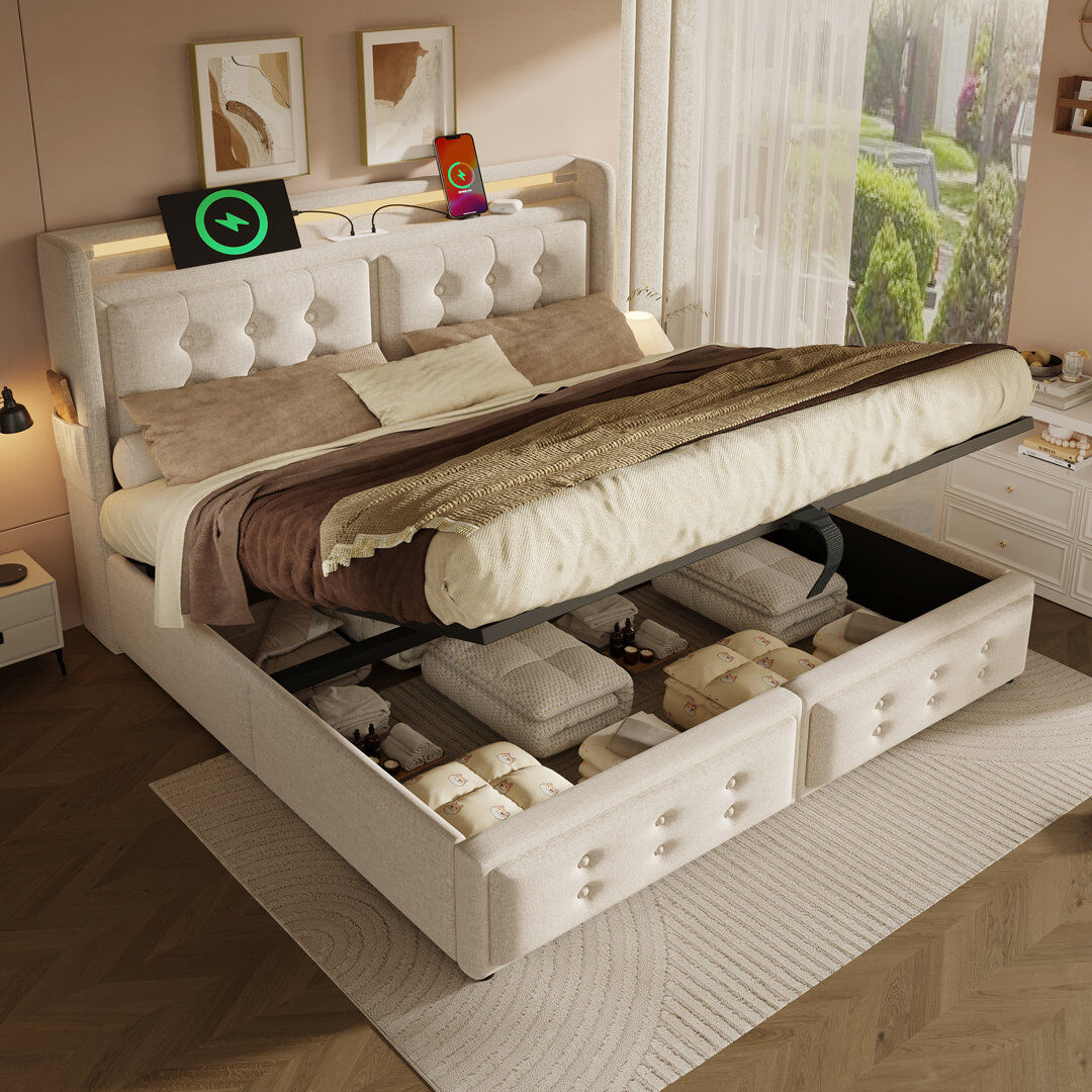 Brayden Studio Bed Beige 4FT6