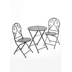 MyFlair Bistrotisch & 2 Stühle aus Metall