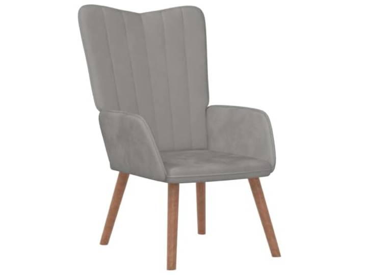 KDVXBCQJH Relaxsessel Samt Hellgrau Polstersessel mit Holzbeinen Bequemer Armlehnstuhl mit weicher Samt-Polsterung und Massivholzbeinen für Wohnzimmer und Schlafzimmer.
