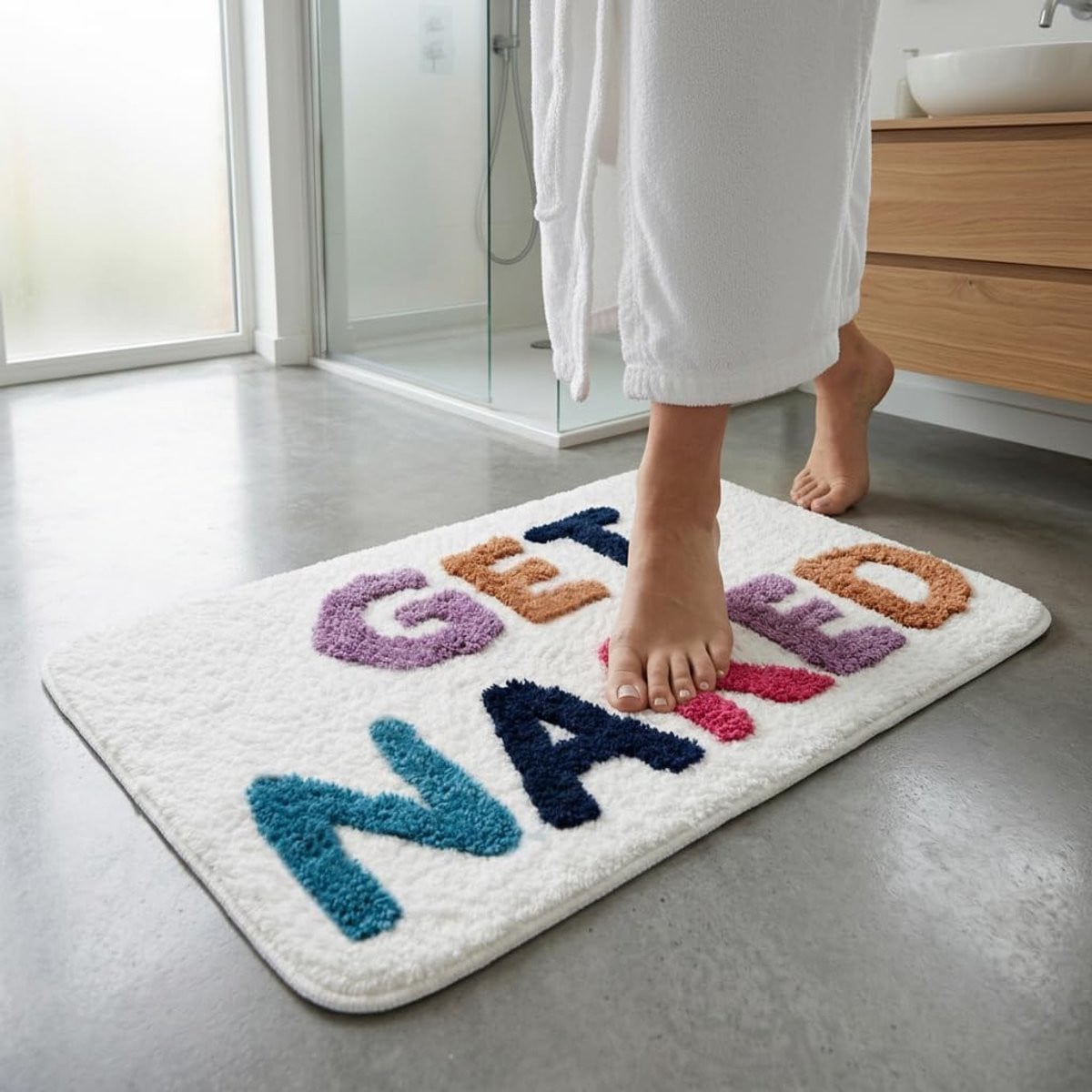 SnelShoppen Badkamermat Antislip Wasbaar Get Naked - 40 x 60 cm