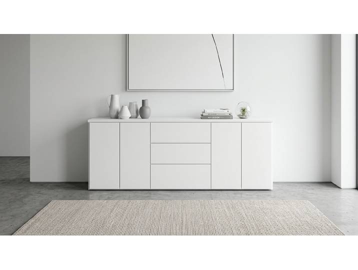 Elegantes Sideboard MDF Beschichtet MDF Weiß matt