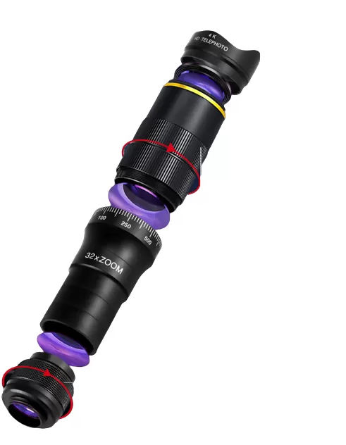 INF Objectif de télescope de téléphone à double zoom réglable 32X avec trépied