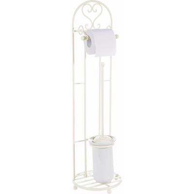 Toilettenpapierhalter AMBIENTE HAUS "Antik", weiß, B:21cm H:81cm, Eisen, Keramik, Toilettenpapierhalter, antikweiß