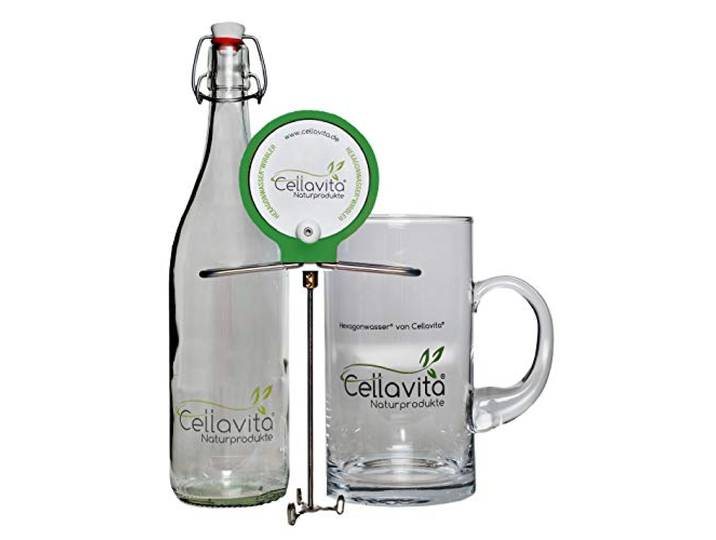 Cellavita – Wasserwirbler für Hexagonwasser 3er Set – Handwirbler mit 1L Glasflasche & Krug – Wasserverwirbler für Herstellung von belebtem & vitalisiertem Wasser durch veränderte Hexagonstruktur