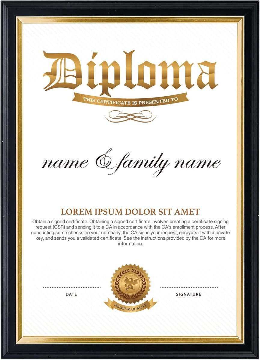 A4 Houten Certificaat Fotolijst Zwart met Echt Glas