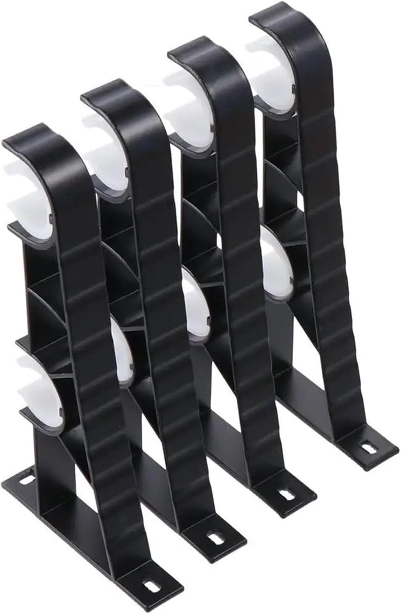 Set van 4 zwarte gordijnroede houders van robuuste aluminiumlegering