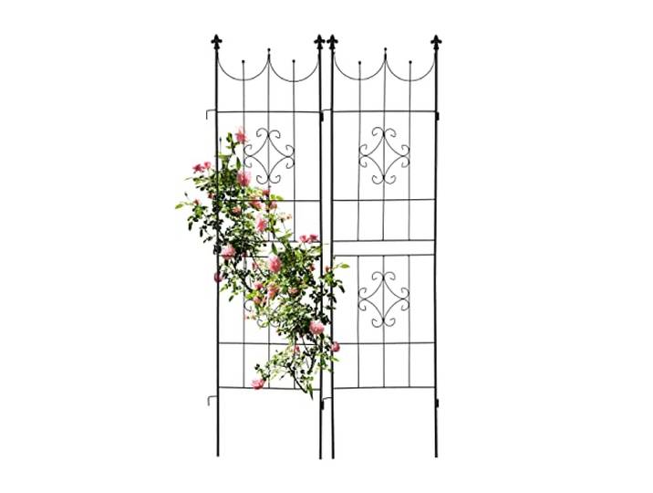 Relaxdays Grilles tuteur Plantes\, Set de 2\, HxL 183x46 cm\, en métal\, Treillis Autonome pour Fleurs\, à Planter\, Noir