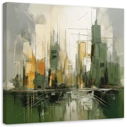LEINWANDBILD Stadt Abstraktion Grün 50x50cm