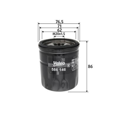 VALEO Ölfilter 586146 Anschraubfilter 89mm GewindemaßM20x1.5 für VW