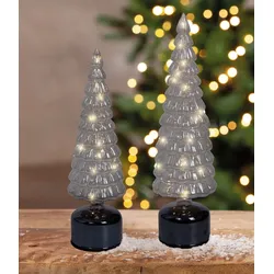 Dekoobjekt Weihnachtsbaum Glas LED 39cm Grau