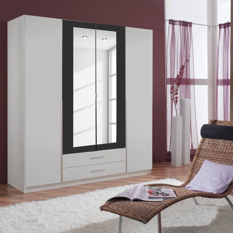 home24 Draaideurkast Nuevo 180cm wit/alpinewit/antracietkleurig