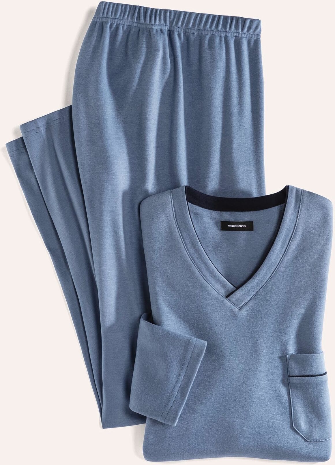 Walbusch Wohlfühl Schlafanzug Easycare, , Farbe Blau, 50, hautsympathisch weich und wärmend Herren