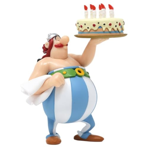 Plastoy Asterix PVC-figuur Obelix met verjaardagstaart, Hoogte: 8,5 cm