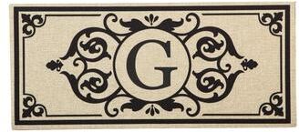 Evergreen Cambridge Monogram Burlap Sassafras Switch Mat, Letter G