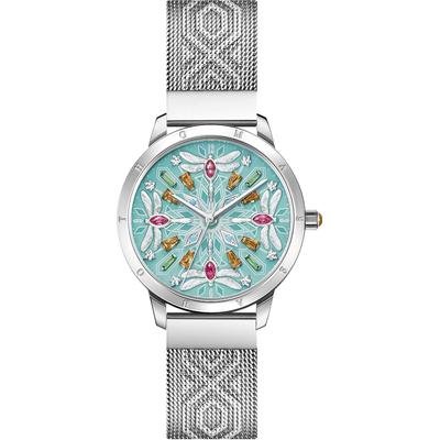 Quarzuhr THOMAS SABO "KALEIDOSKOP LIBELLE", silber (silberfarben, hellblau), Armbanduhren, Damen, silberfarben, Quarzuhr, Damenuhr, Armbanduhr, Schmucksteine, Libellen, Edelstahl