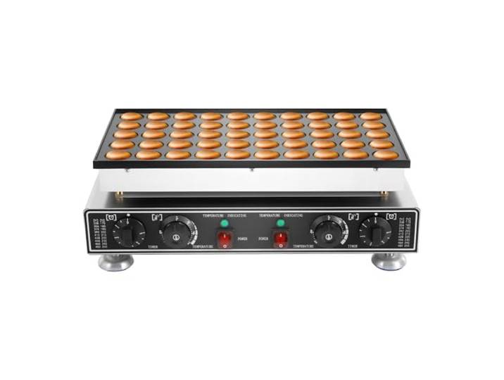 VonVVer 1800W Elektrische Poffertjes-Pfanne Ø45mm 50 Stk. Mini-Pfannkuchenmaschine mit Timer & Temperaturregelung Kommerzielle Pfannkuchen Maschine Antihaft-Beschichtung Pfannkuchenmaker für Cafés