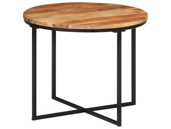 KMVXCVNM Couchtisch 55x55x45 cm Beistelltisch Akazie Massivholz Metall Eleganter Sofatisch fürs Wohnzimmer mit natürlicher Holzmaserung und pulverbeschichtetem Eisengestell für hohe Stabilität.