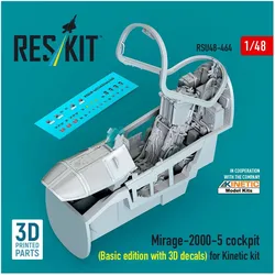 ResKit Mirage-2000-5 cockpit (Basic edition with 3D decals) for Kinetic kit (3D Printed)