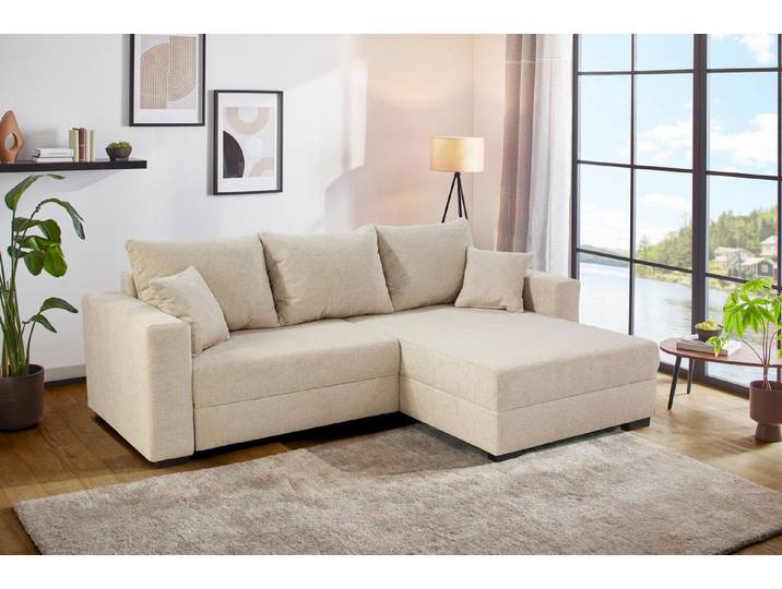 Jockenhöfer Gruppe Ecksofa Ecksofa Elmau, Größe Ottomane: XL, B:261cm, mit Schlaffunktion, Bettkasten & 2 Zierkissen