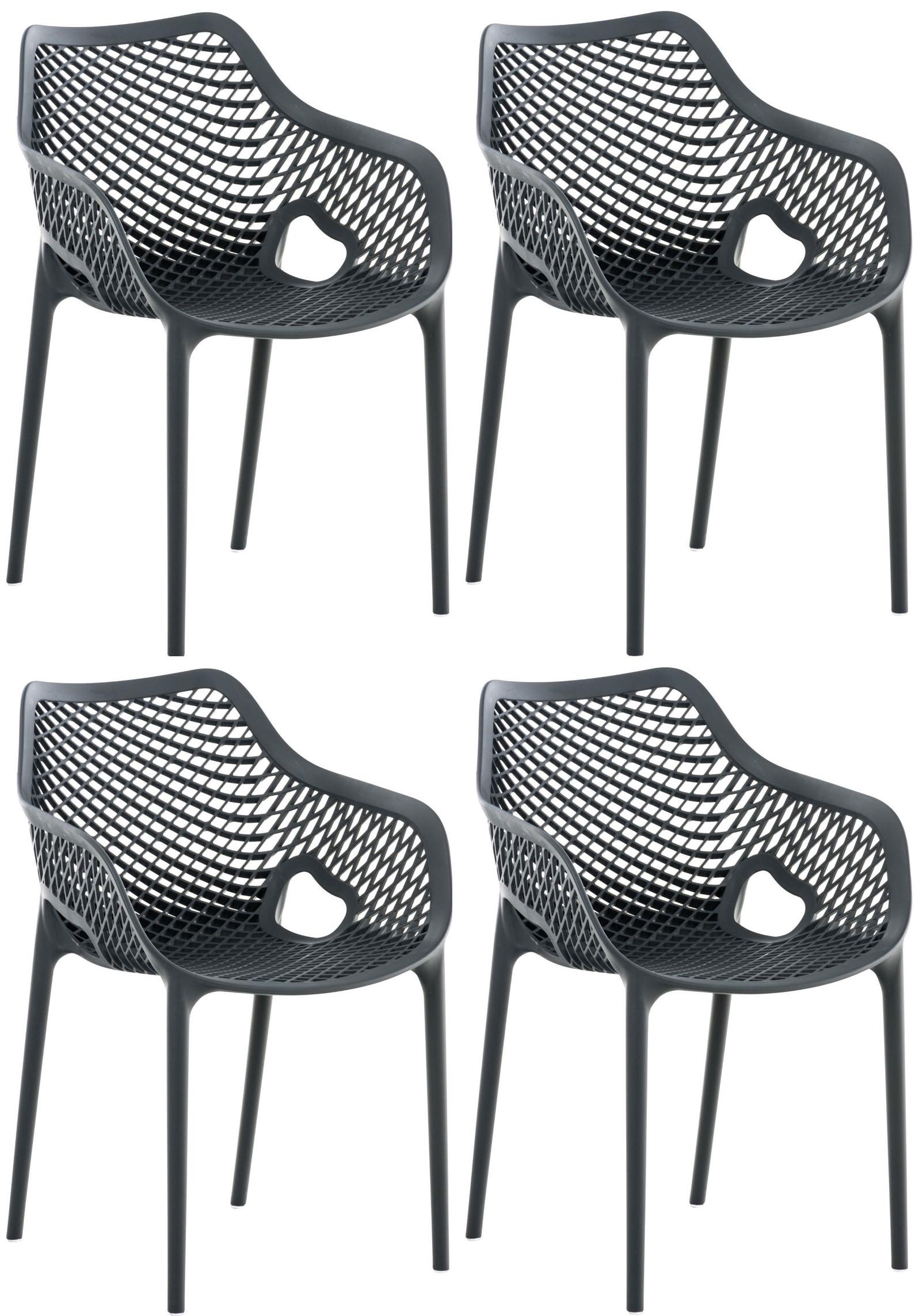 CLP Gartenstuhl Air XL 4er Set, Modern, Gestell Kunststoff, stapelbar, wetterfest dunkelgrau