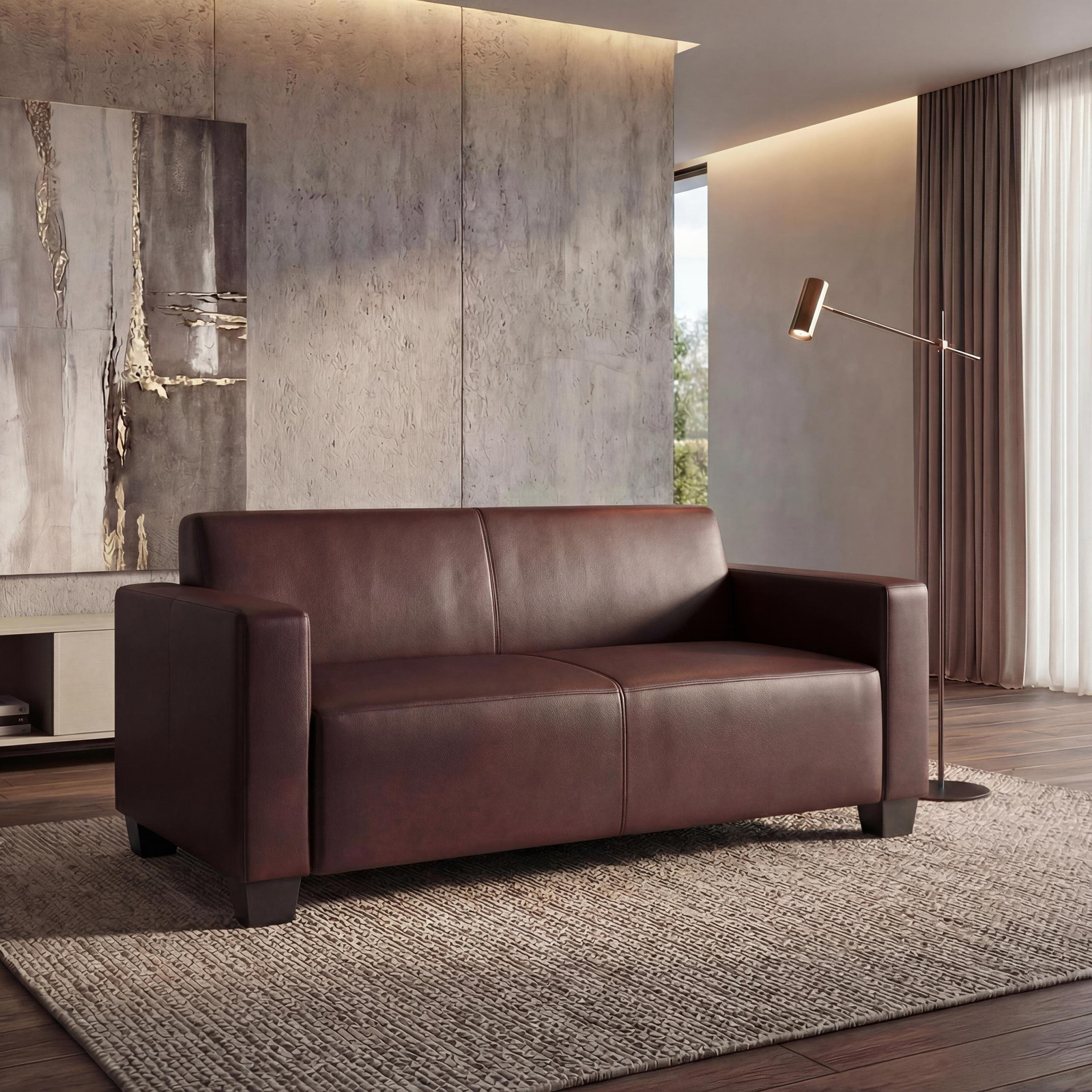 Mendler Modulaire tweezitsbank Lyon modern kunstleer roodbruin