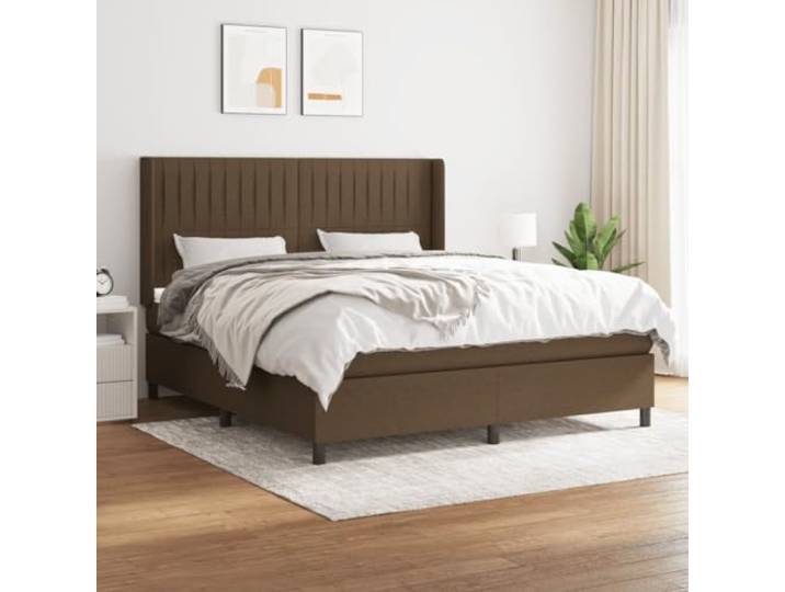 Stoffbezug atmungsaktiv langlebig höhenverstellbares Kopfteil Boxspringbett Boxspringbett mit Matratze Dunkelbraun 160x200 cm Stoff Taschenfederkern verstellbares Kopfteil Topper