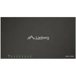 Lanberg switch 8x 1Gb/s niezarządzalny 12V obudowa metalowa (8 Ports), Netzwerk Switch, Schwarz