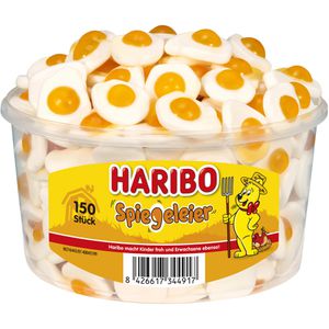 Haribo Schaumzucker Spiegeleier, mit Fruchtgummi, gluten- & laktosefrei, in der Dose, 975 g, 150 Stück