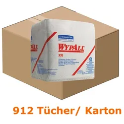 Einwegtücher Kimberly Clark Wypall X70 viertelgefaltet, weiß 30.5 x 31,8 cm, 12 x 76 Tücher = 912 Tücher - geprägt