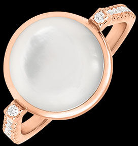 Edenly Ring Cabochon Aura NacrÃ©e â€“ 9 Karat RosÃ©gold und Diamanten