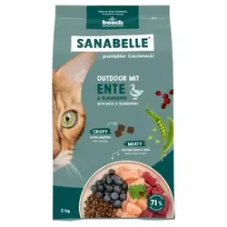 Sanabelle 4 x 2kg Outdoor mit Ente Katzentrockenfutter-Sparpaket