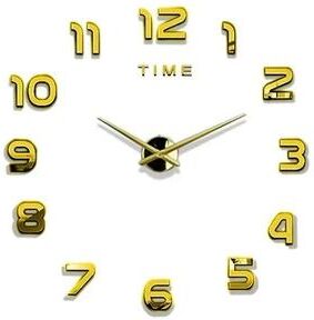 Uplift Picks 3D Wall Clock Sticker Large Acrylic Mirror DIY Modern Wall Decor gold