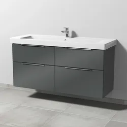 Sanipa Waschtischunterschrank „3way“ 1250 × 593 × 447 mm in Anthrazit (glanz), Becken mittig