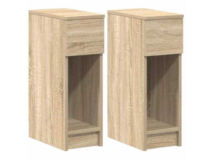 KUPTYERFG Nachttisch 2er Set Sonoma-Eiche 20x36x60cm Nachtkommode Schmale Beistelltische fürs Schlafzimmer mit Schublade und Ablage im 2er Set aus robustem Holzwerkstoff.