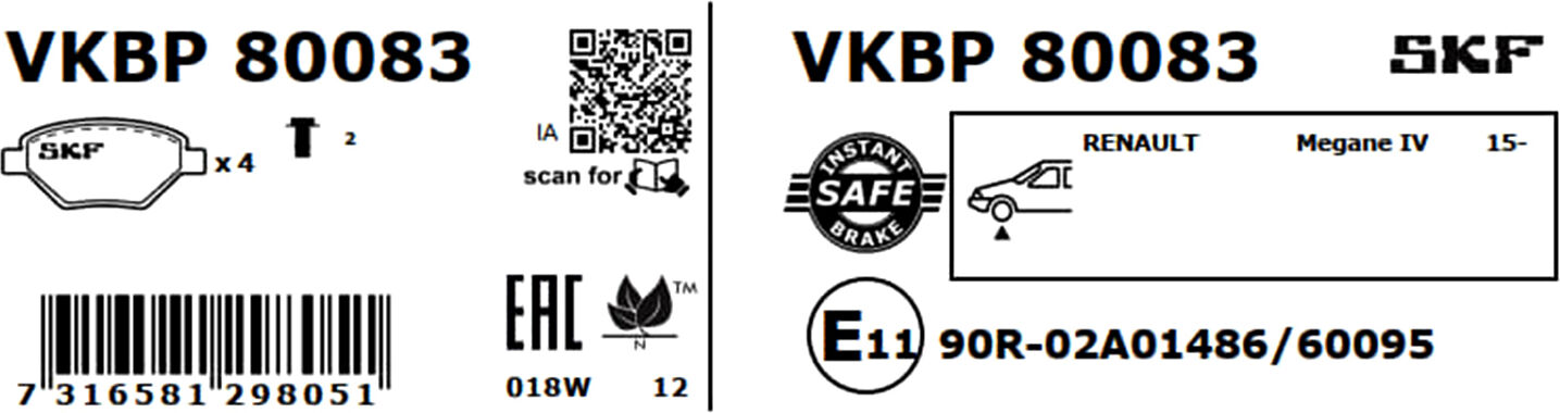Skf Bremsbelagsatz, Scheibenbremse Vkbp80083 Für Renault