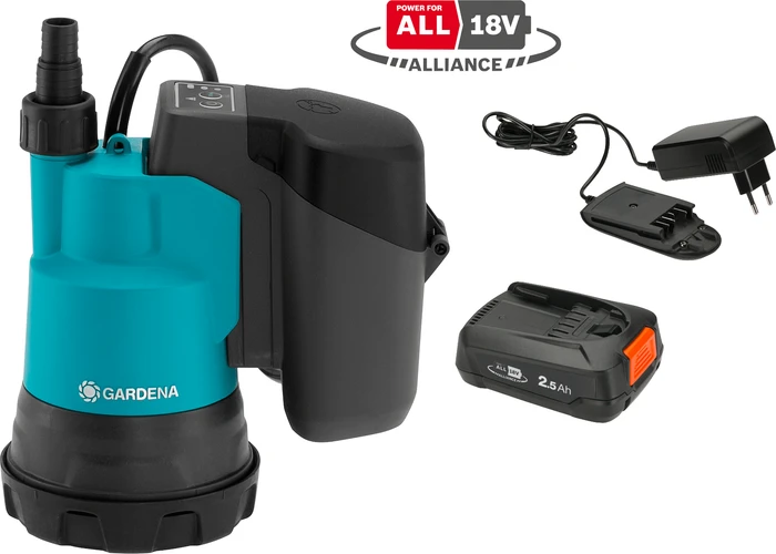 GARDENA Akku-Tauchdruckpumpe für sauberes Wasser 2000/2 - Set