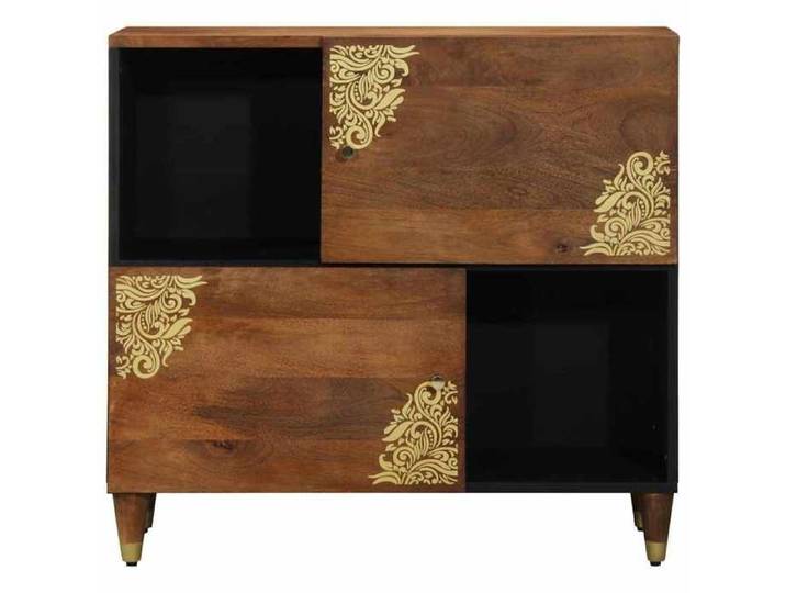 Buffet en bois de mangue - - 80x33x75 cm - Marron - Bois de mangue massif - Design doré imprimé
