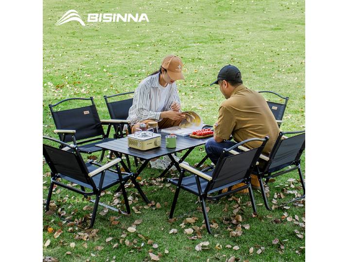 BISINNA Table de rouleau d'oeufs d'extérieur Table pliante portative bureau en acier au carbone pour pique-nique Camping randonnée voyage barbecue avec sac de transport