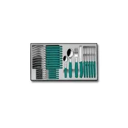 Victorinox Swiss Classic Besteck-Set 24-teilig | Messer, Gabeln, Löffel & Teelöffel für 6 Personen  Grün
