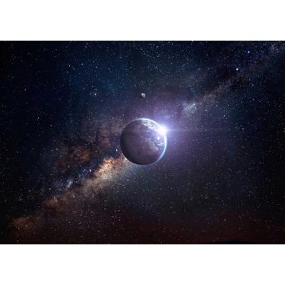 Fototapete PAPERMOON "PLANETEN-ERDE GALAXIE MILCH STRAßE WELTALL UNIVERSUM", bunt, B:5m L:2,8m, Vlies, Tapeten