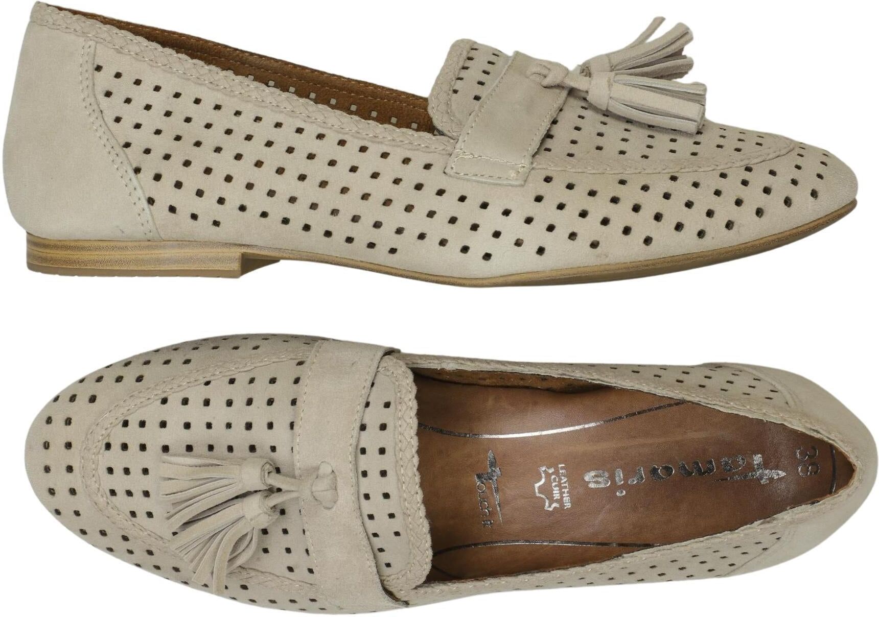 Tamaris Damen Halbschuh, Beige, Gr. EU 38, Leder - Second Hand