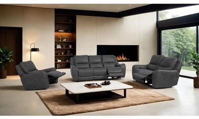Esofastore Gray Modern Power Recliner Sofa Set USB Ports
