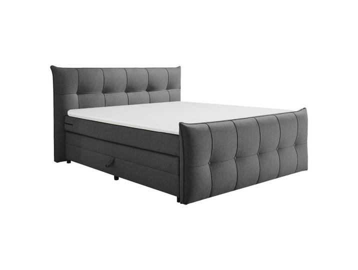Boxspringbett, Anthrazit, 160x200 cm, Textil, 7-Zonen & Gepolstert, Modern, MID.YOU