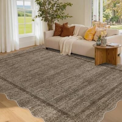 Garvee Modern Distressed Scalloped Edge Area Rug