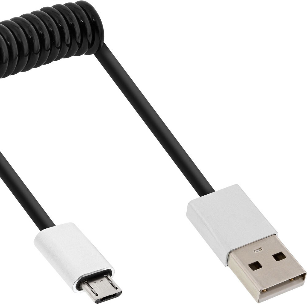 InLine 31730R USB 2.0 Micro-USB naar USB A kabel, 3 meter, zwart
