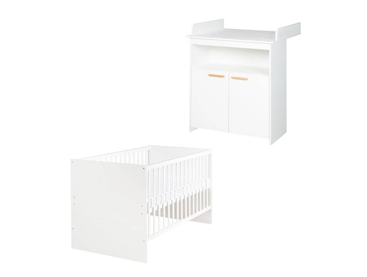 Möbelset 'Anton' inkl. Baby-/Kinderbett 70 x 140 cm & Wickelkommode in Weiß