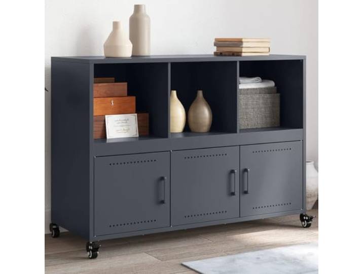RJPLMFV Anrichte aus Stahl, Anthrazit, 100,5 x 39 x 72 cm 4 Räder, praktische Aufbewahrung, einfache Reinigung, langlebig für Wohnzimmer